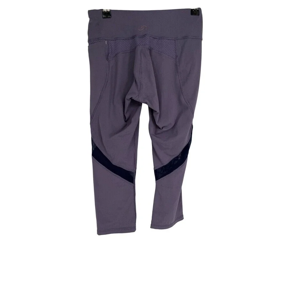 Calia by Carrie Underwood Leggings Women's Size XS Purple Mesh Insert Capri Crop